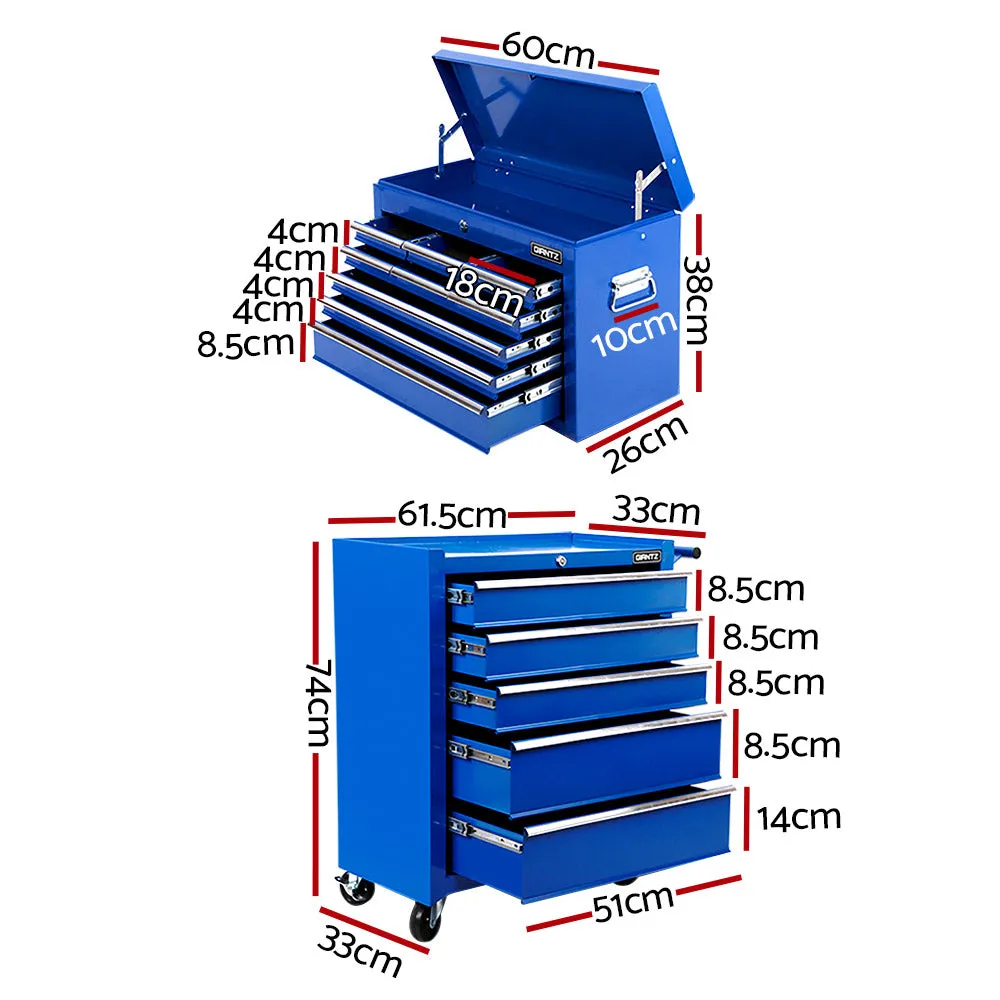 14 Drawers Toolbox Tool Chest Trolley Box Cabinet Cart Garage Storage Blue