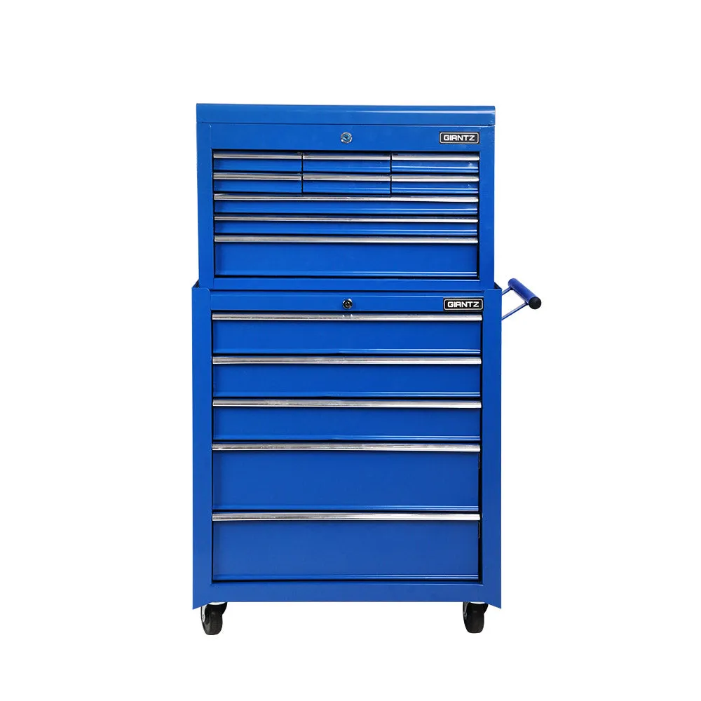 14 Drawers Toolbox Tool Chest Trolley Box Cabinet Cart Garage Storage Blue