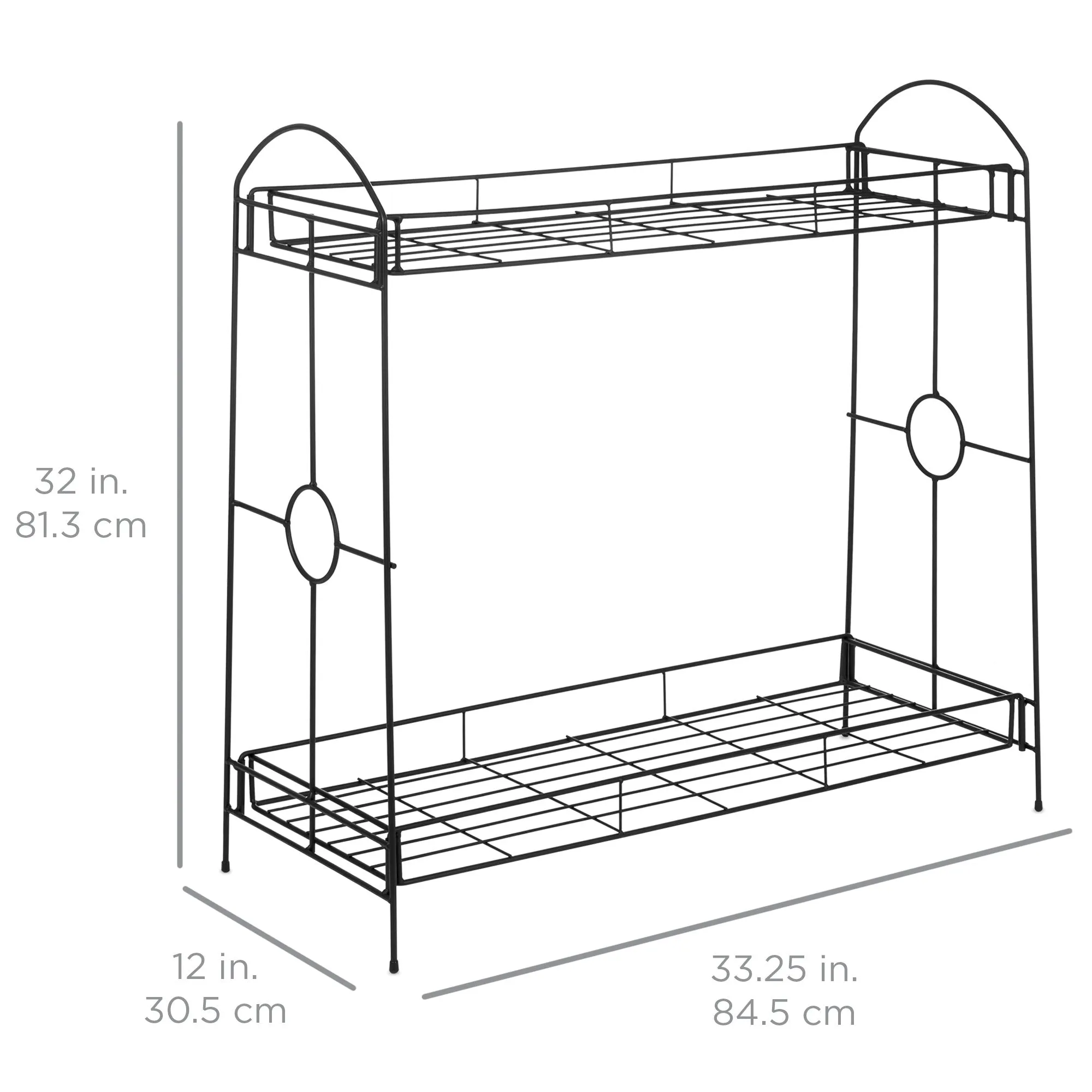 32in 2-Tier Metal Plant Stand Shelf