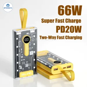 66W Super Fast Charging 20000mAh Portable Transparent Power Bank