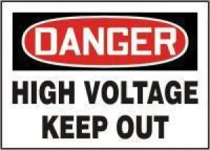 Accuform Signs 10" X 14" Red, Black And White Adhesive Vinyl Electrical Sign "Danger High Voltage Keep Out"