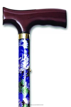 Alex Orthopedic Folding Travel Cane with Fritz Handle - Mauve Floral, 33" - 37" H