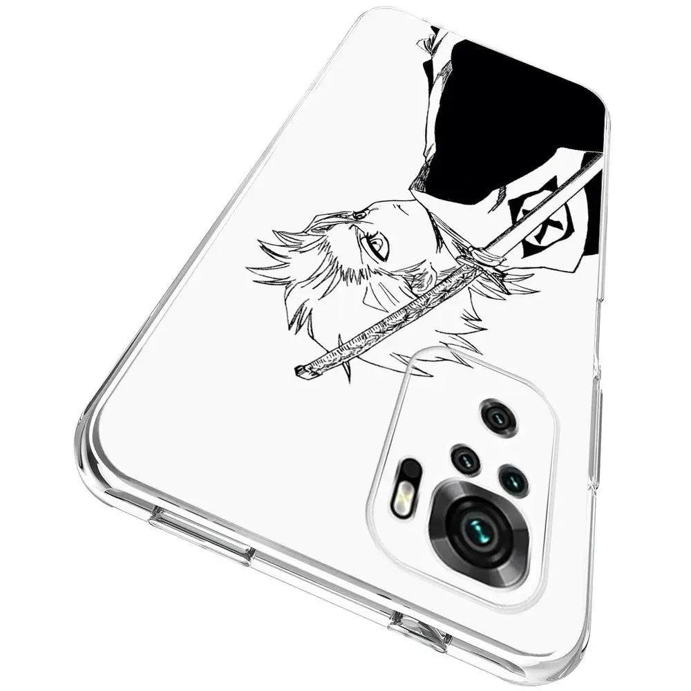 Anime Bleach Kurosaki Ichigo Clear Phone Case for Xiaomi Redmi Note 12 5G 9S 9 8 10 11 Pro  9T 8T 10C 9C 9A 7 Pro TPU Back Cover