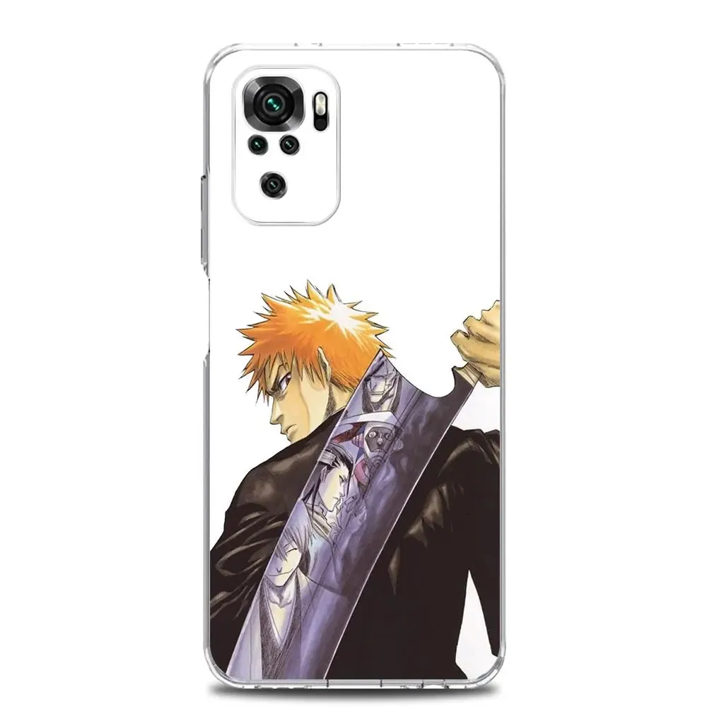 Anime Bleach Kurosaki Ichigo Clear Phone Case for Xiaomi Redmi Note 12 5G 9S 9 8 10 11 Pro  9T 8T 10C 9C 9A 7 Pro TPU Back Cover