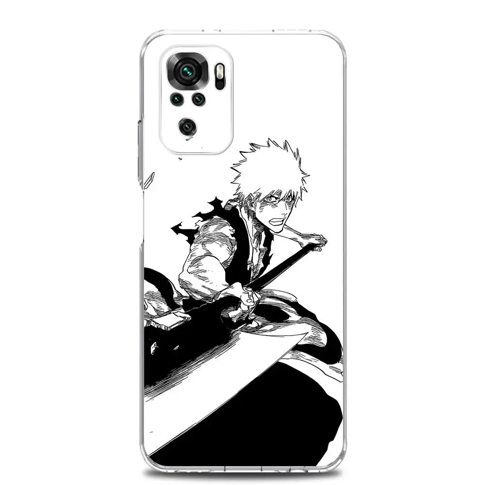 Anime Bleach Kurosaki Ichigo Clear Phone Case for Xiaomi Redmi Note 12 5G 9S 9 8 10 11 Pro  9T 8T 10C 9C 9A 7 Pro TPU Back Cover