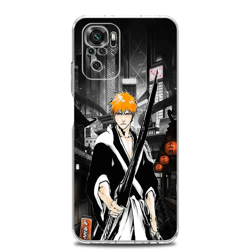 Anime Bleach Kurosaki Ichigo Clear Phone Case for Xiaomi Redmi Note 12 5G 9S 9 8 10 11 Pro  9T 8T 10C 9C 9A 7 Pro TPU Back Cover