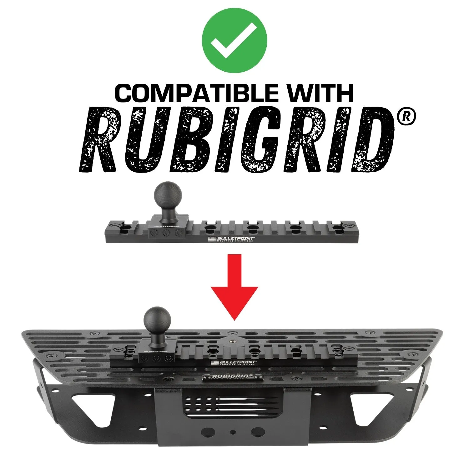 Bulletpoint Picatinny-Style Rail Attachments for RubiGrid® Dash Mounts (various sizes)