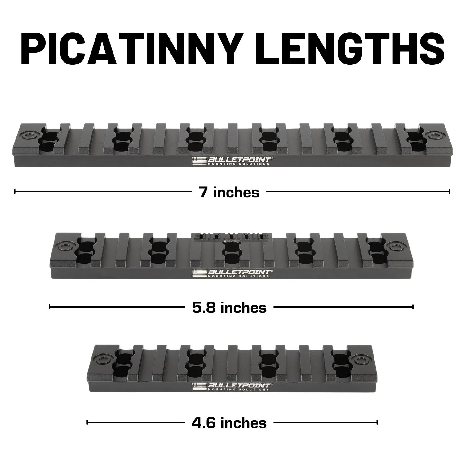 Bulletpoint Picatinny-Style Rail Attachments for RubiGrid® Dash Mounts (various sizes)