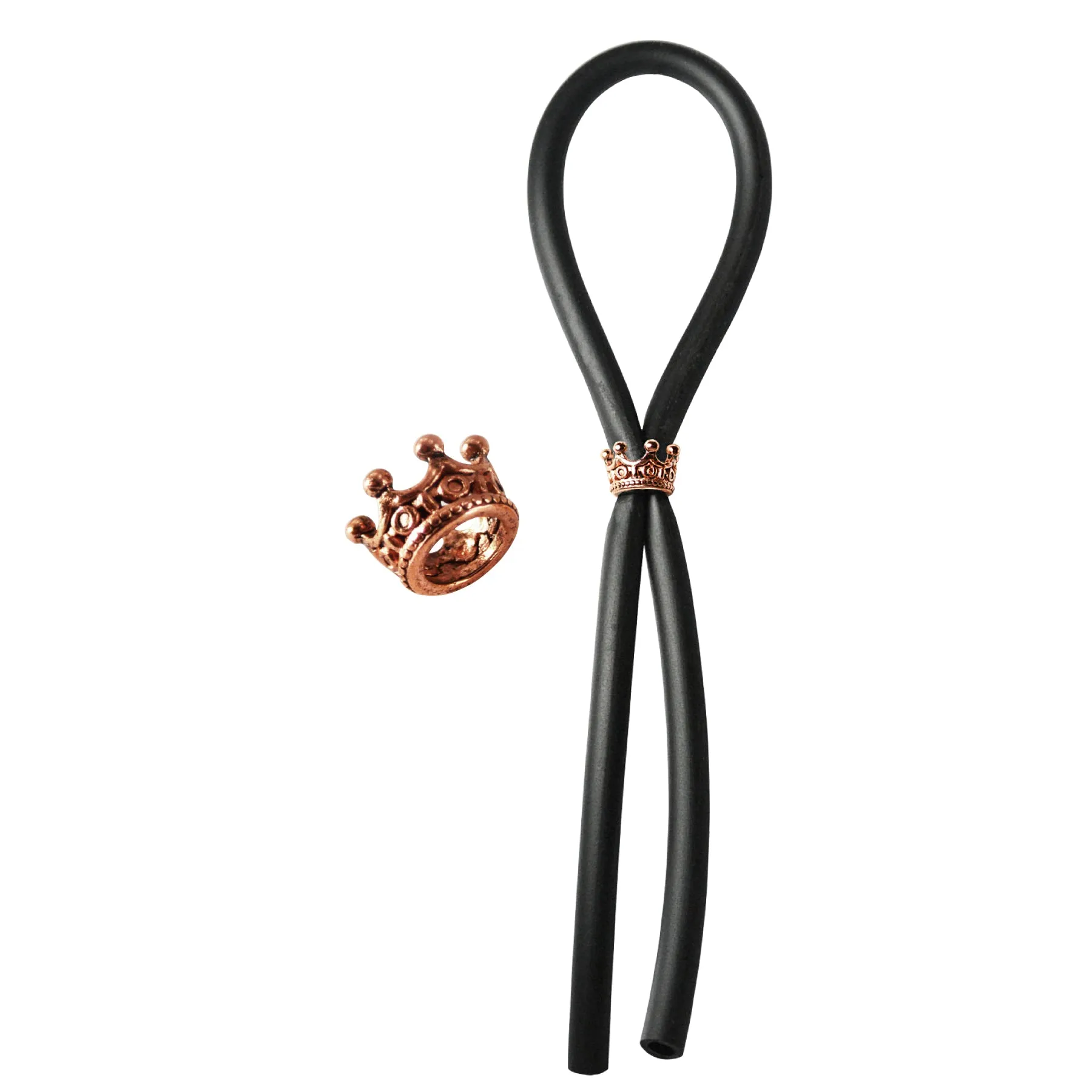 CRing Lasso Rose Gold Crown Bead Silicone Black