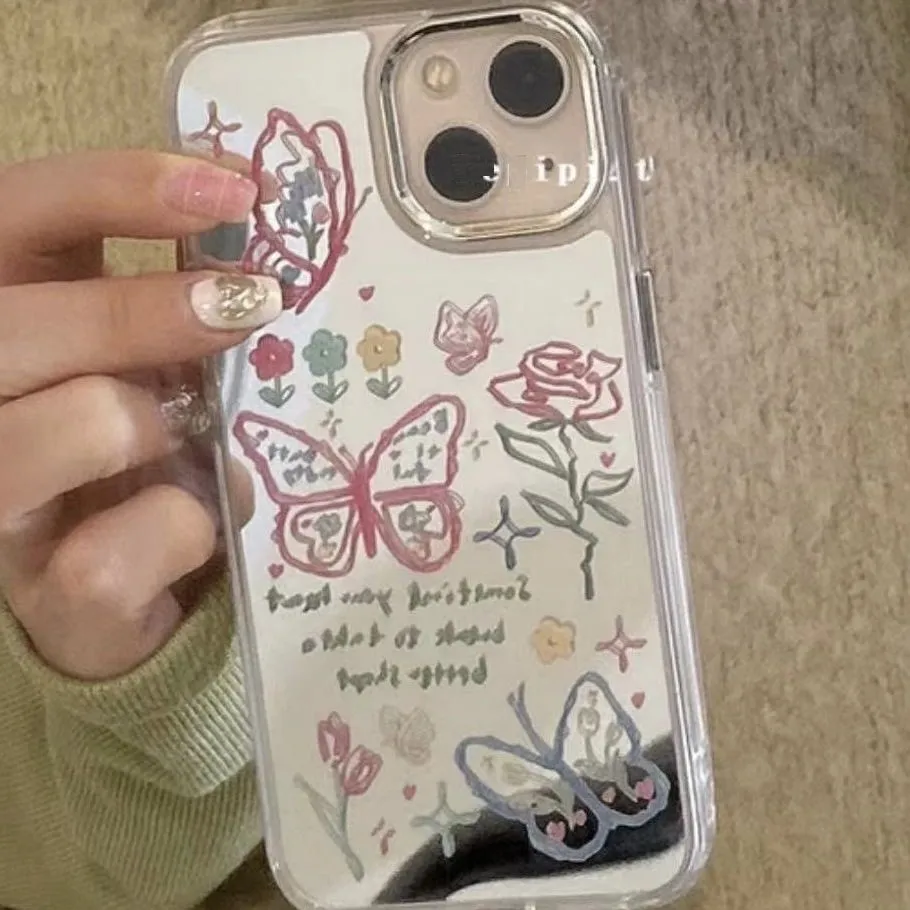 Cute Butterfly Mirror Phone Case - Kimi-MK18893