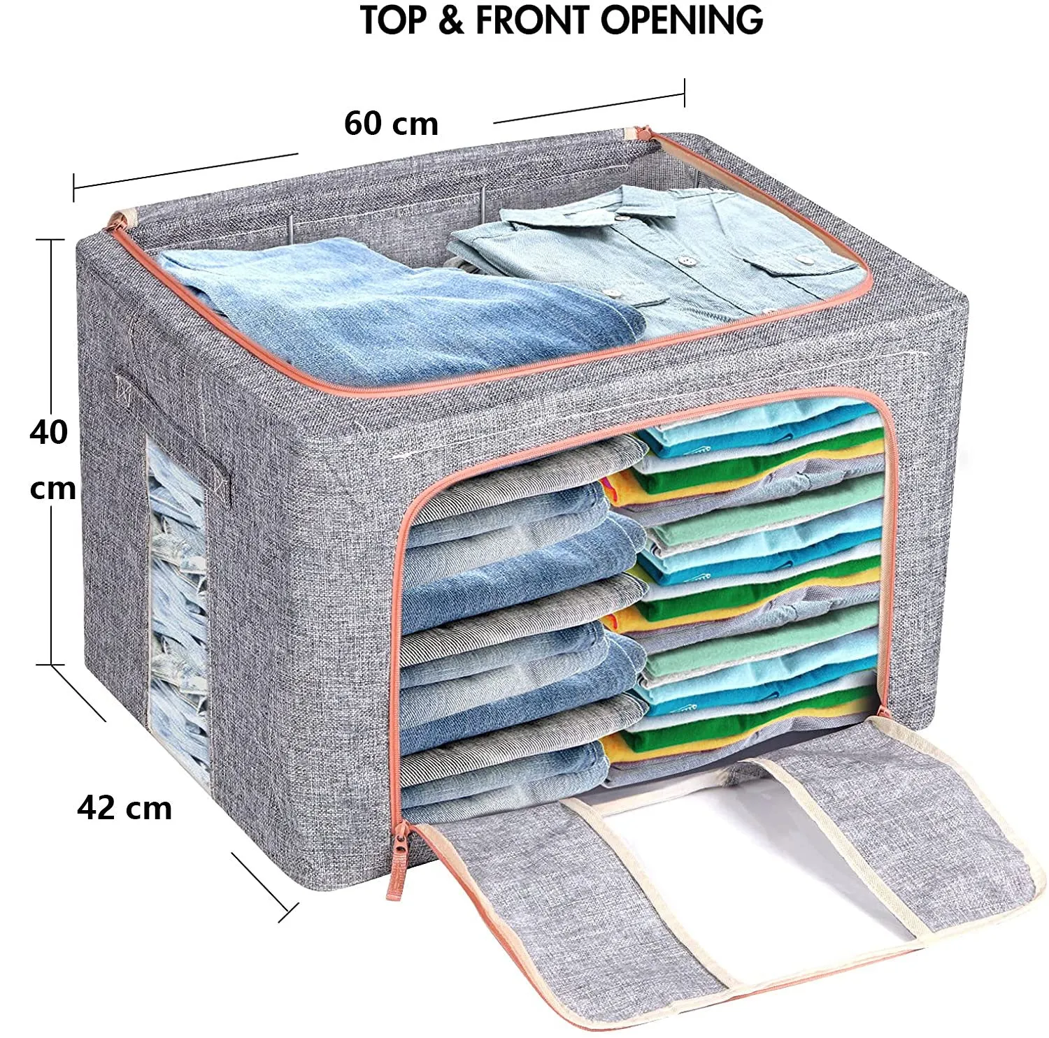 Foldable Steel Frame Clear Window Storage Bins Box-100L