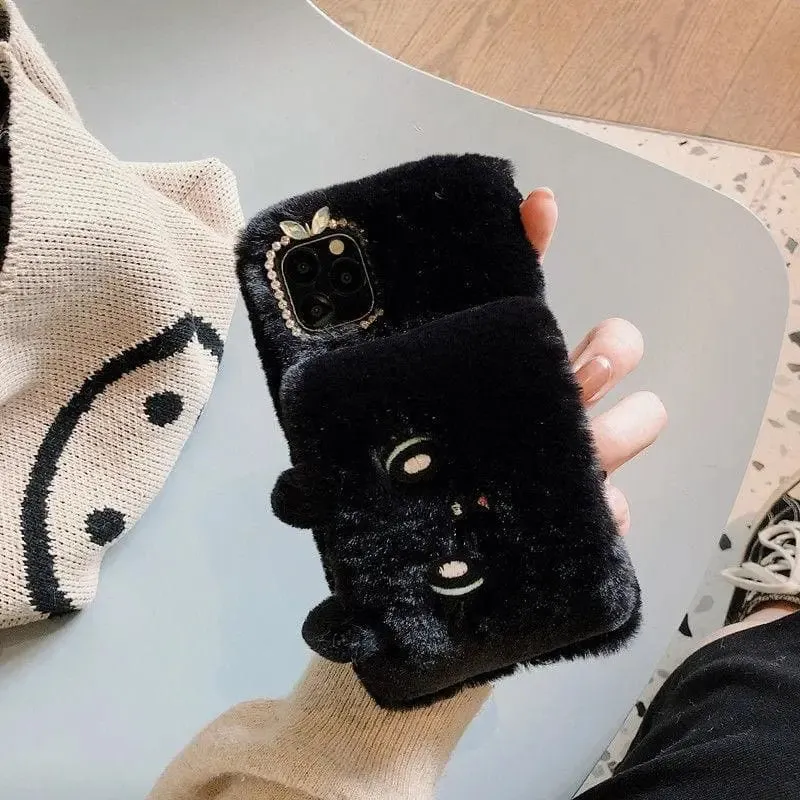 Furry Wrist Cat Embroidery Iphone Phone Case MK15211