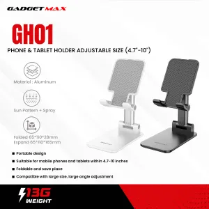 GADGET MAX GH01 PHONE & TABLET HOLDER ADJUSTABLE SIZE (4.7"-10") - WHITE