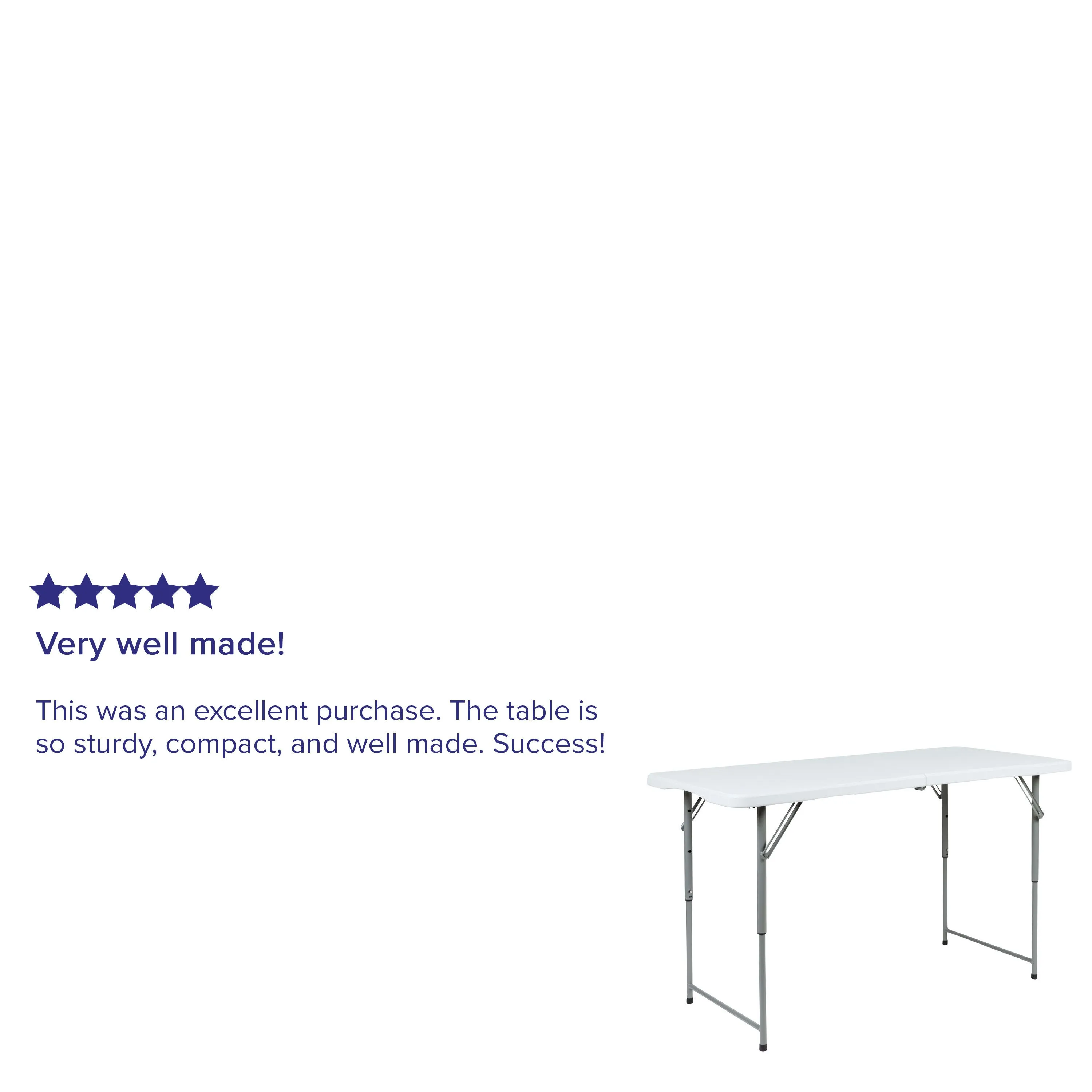 Height Adjustable Bi-Fold Plastic Folding Table with Carrying Handle