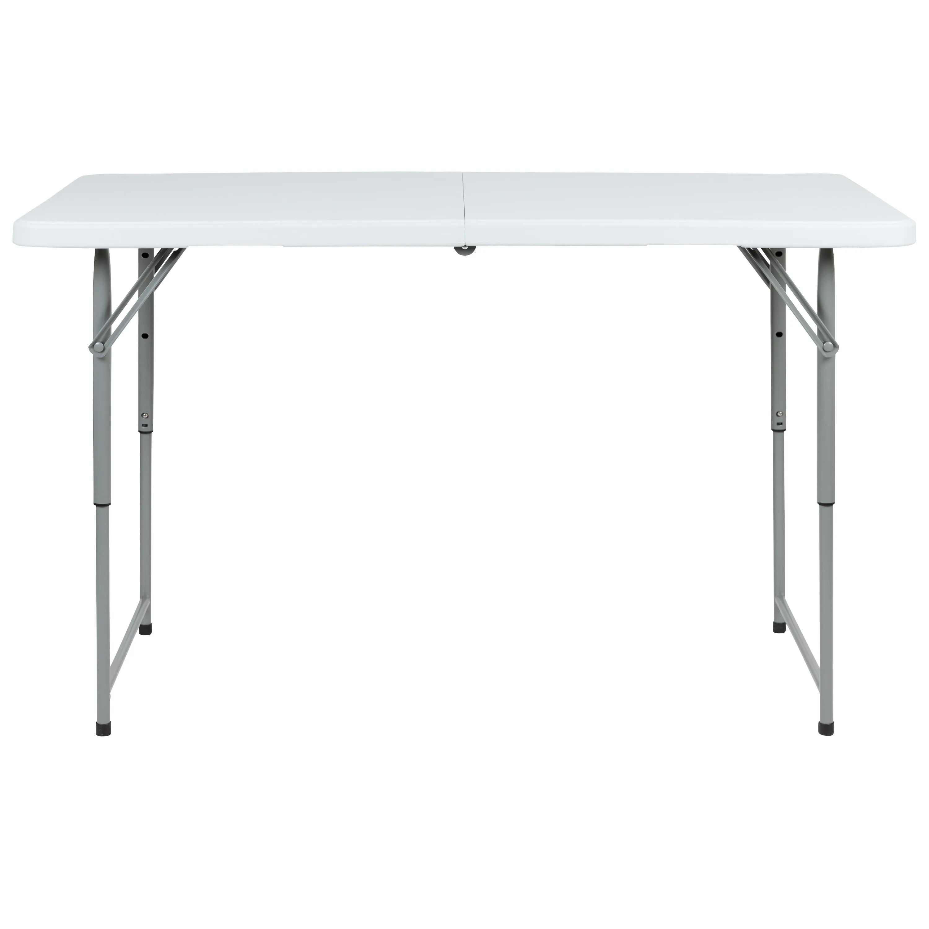 Height Adjustable Bi-Fold Plastic Folding Table with Carrying Handle