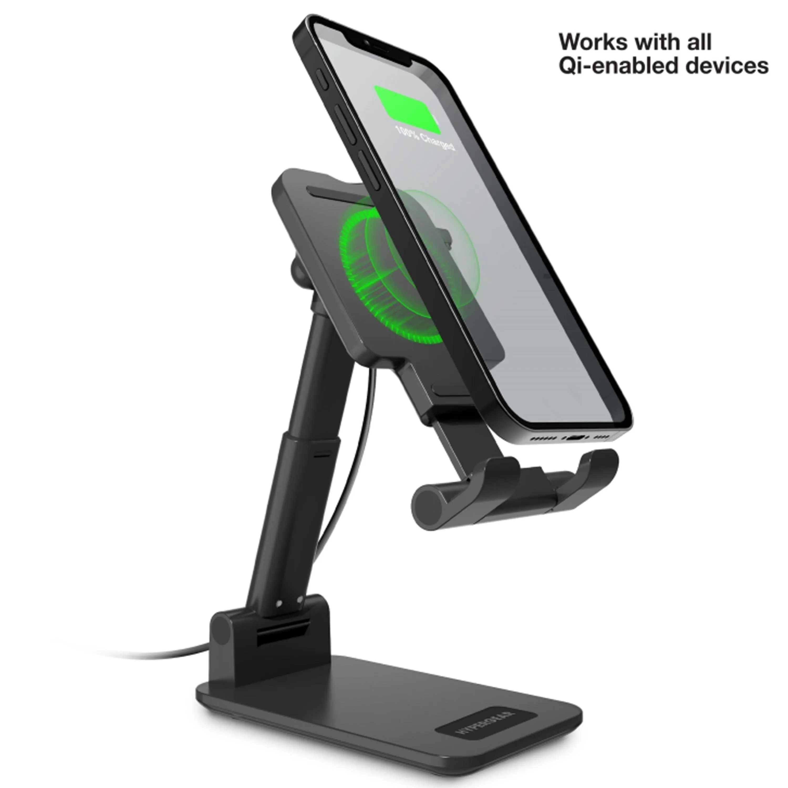 HyperGear PowerFold Wireless Fast Charge Desktop Stand with Fast Wall Charger & USB-C Cable