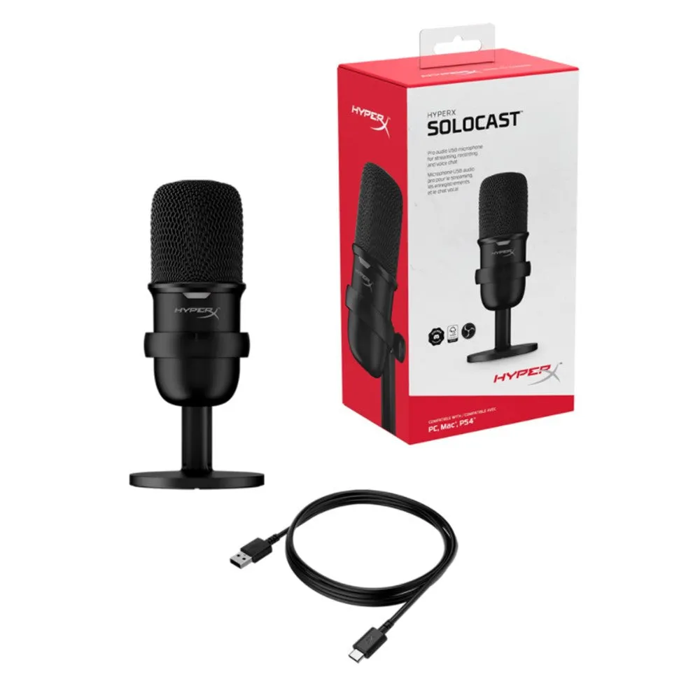 HyperX SoloCast USB Gaming Microphone for Streamers and Content Creators - Black