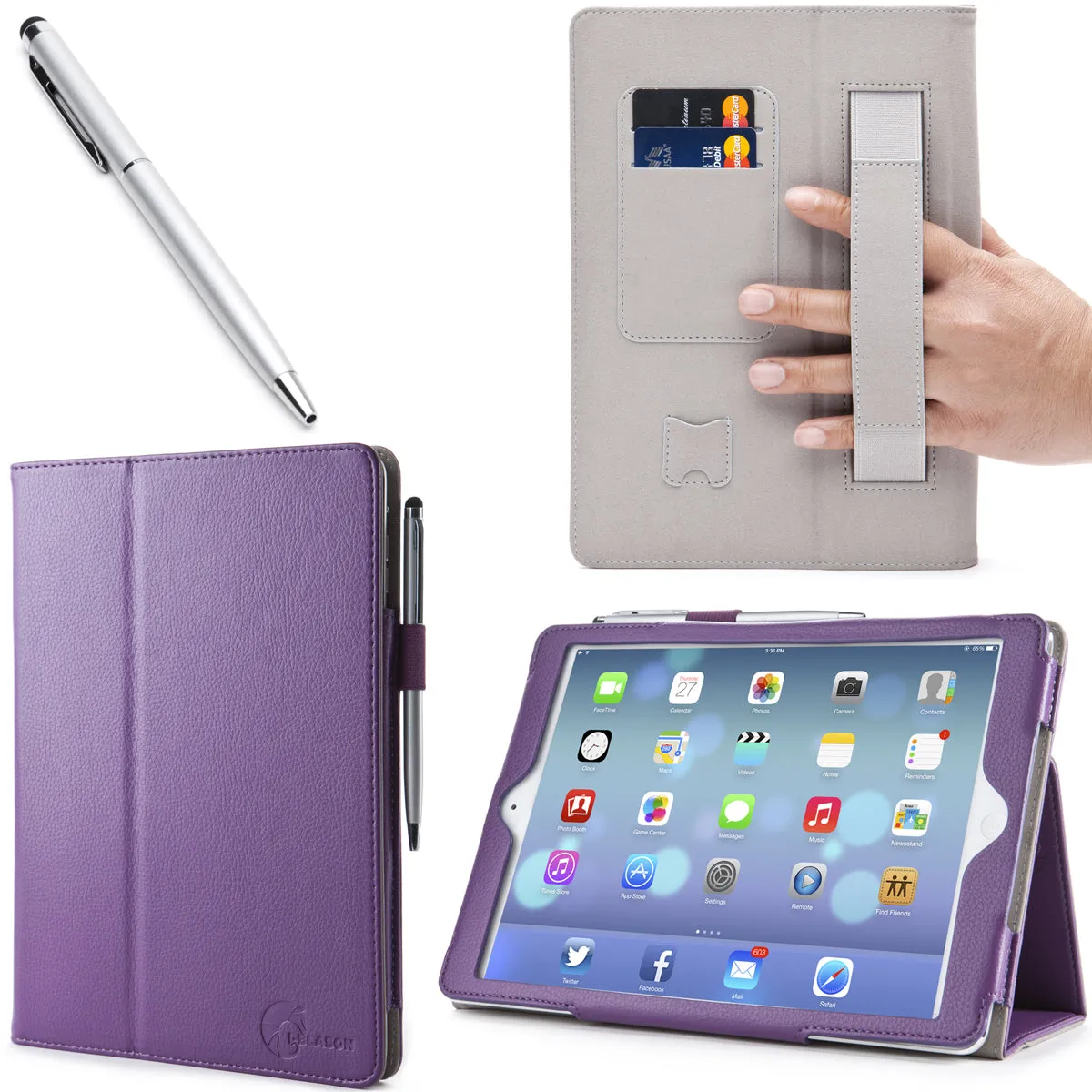 iPad Air (2013) Leather Book Case-Purple