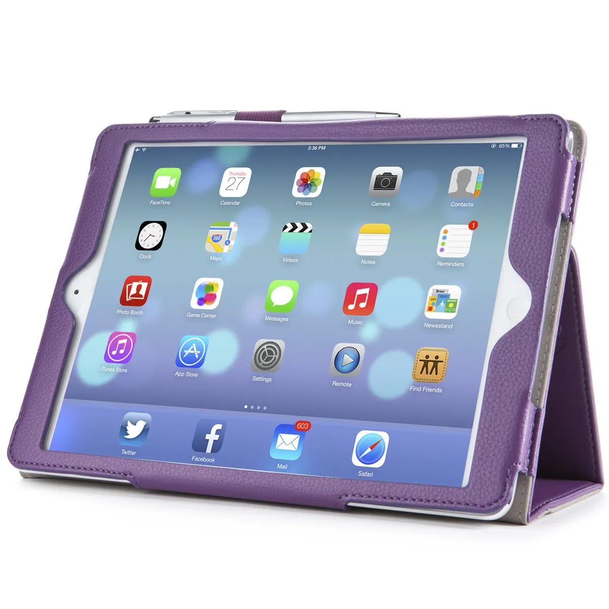 iPad Air (2013) Leather Book Case-Purple