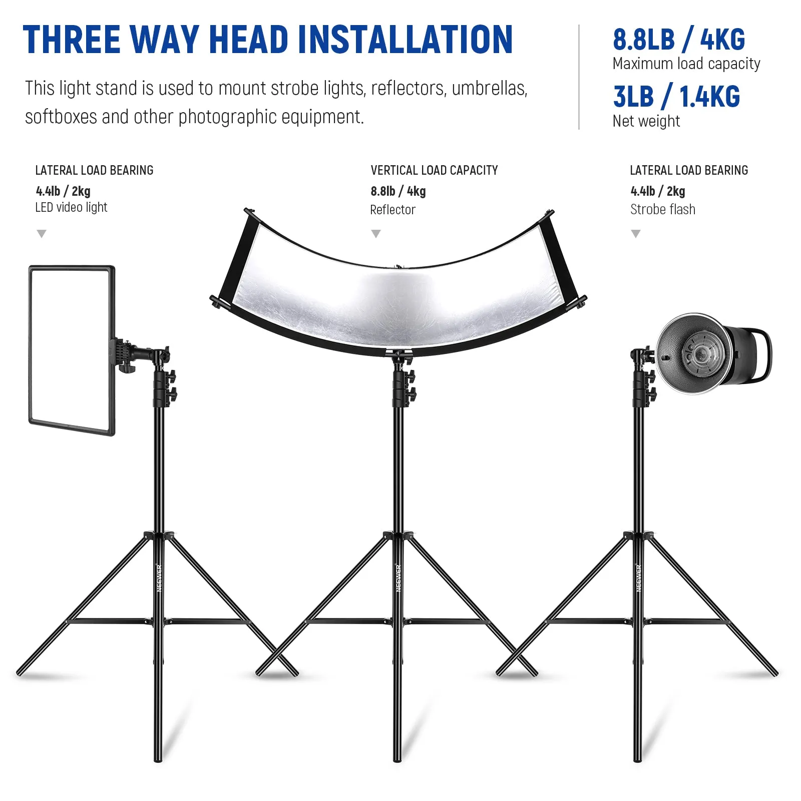 NEEWER 7.2ft/220cm Air Cushioned Light Stand