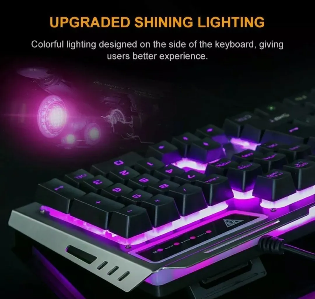 Ninja Dragon Silver Metallic Gaming Keyboard & Mouse Set