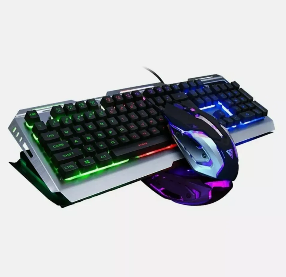 Ninja Dragon Silver Metallic Gaming Keyboard & Mouse Set