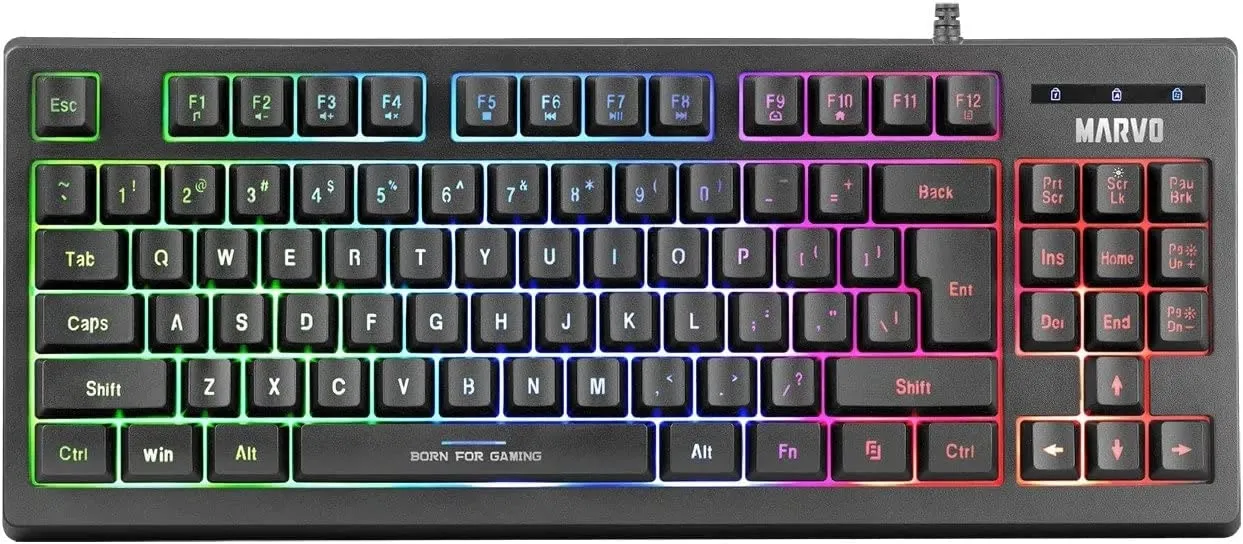 Scorpion K607 Gaming Keyboard, USB 2.0, Mutimedia, Anti-ghosting, Eronomic Compact Design, 3 Colour LED backlit, Black