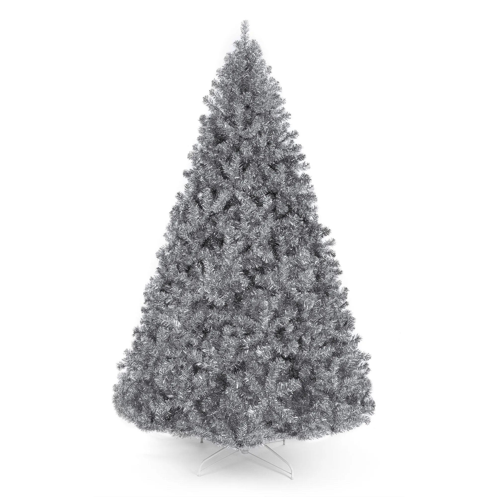 Silver Artificial Tinsel Christmas Tree w/ Foldable Stand