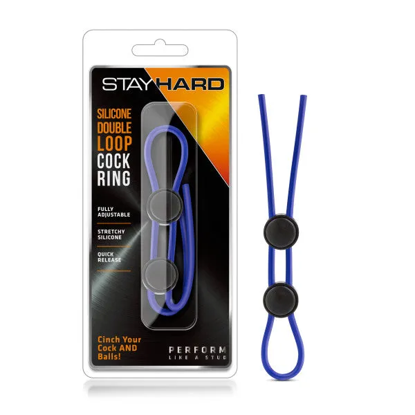 Stay Hard Silicone Double Loop Cock Ring Blue