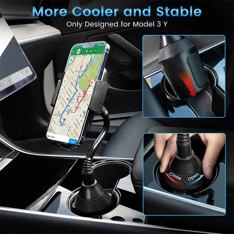 TAPTES®  Center Console Cup Holder Cell Phone Mount for Tesla Model 3 Model Y