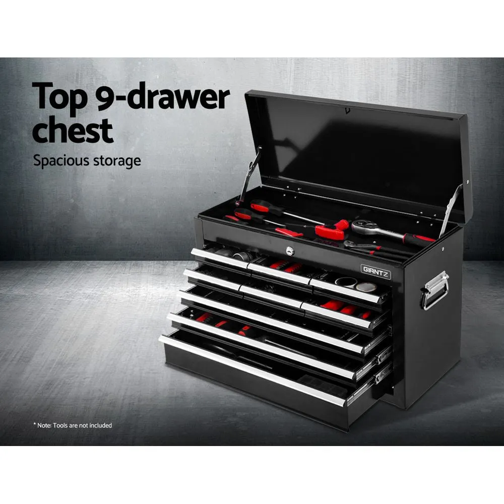 Toolbox Tool Chest & Trolley Box Cabinet Cart Garage Storage 16 Drawers 2 in 1 Black