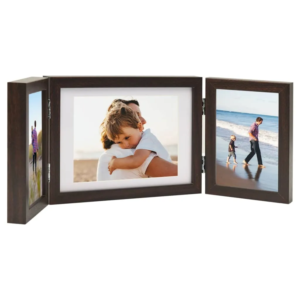 Trifold Photo Frame Collage Dark Brown 22x15 cm 2x