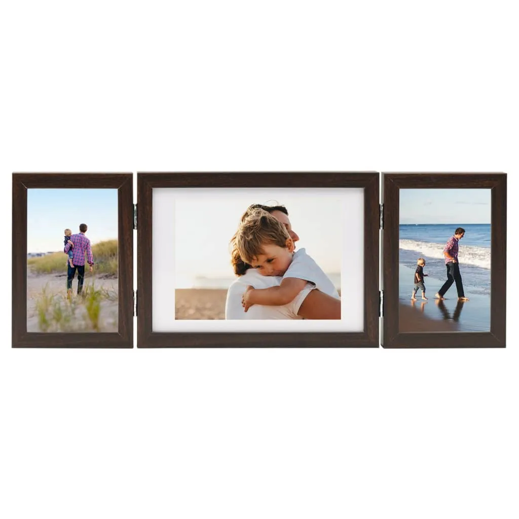 Trifold Photo Frame Collage Dark Brown 22x15 cm 2x