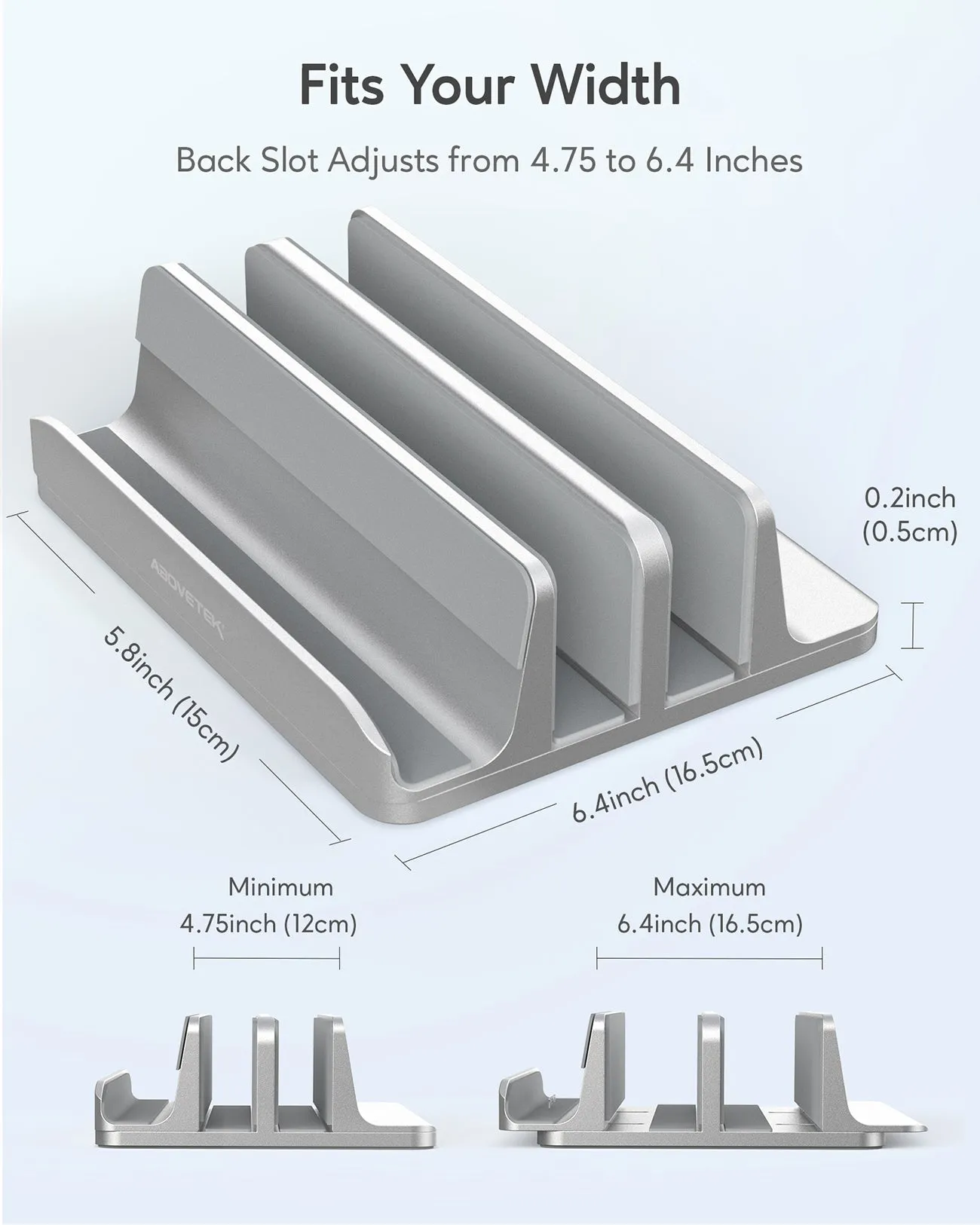 Vertical Laptop Stand - 3 Slots for Computer, Tablet, Phone