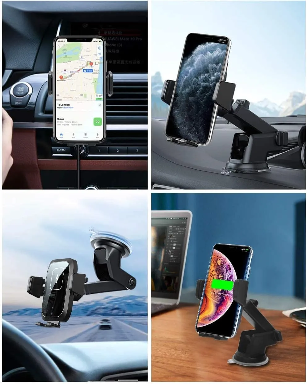 Wireless Charger 360 Degree Rotation Car Mount Phone Holder